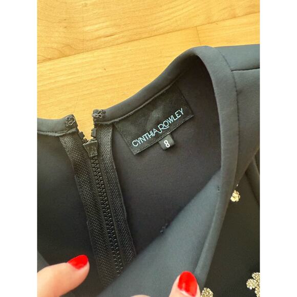 NWOT Cynthia Rowley Black Neoprene Sleeveless Mini Silver Rhinestone 8 - Picture 4 of 4